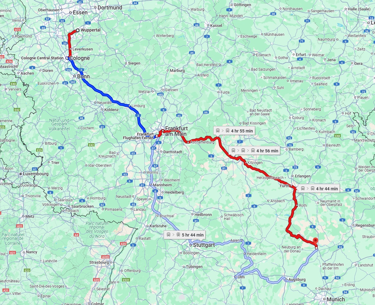 Anreise von Wuppertal Zu Ingolstadt Über 