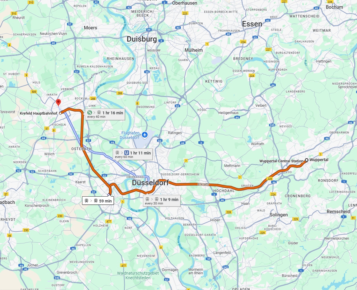 Anreise von Wuppertal Zu Krefeld Über 