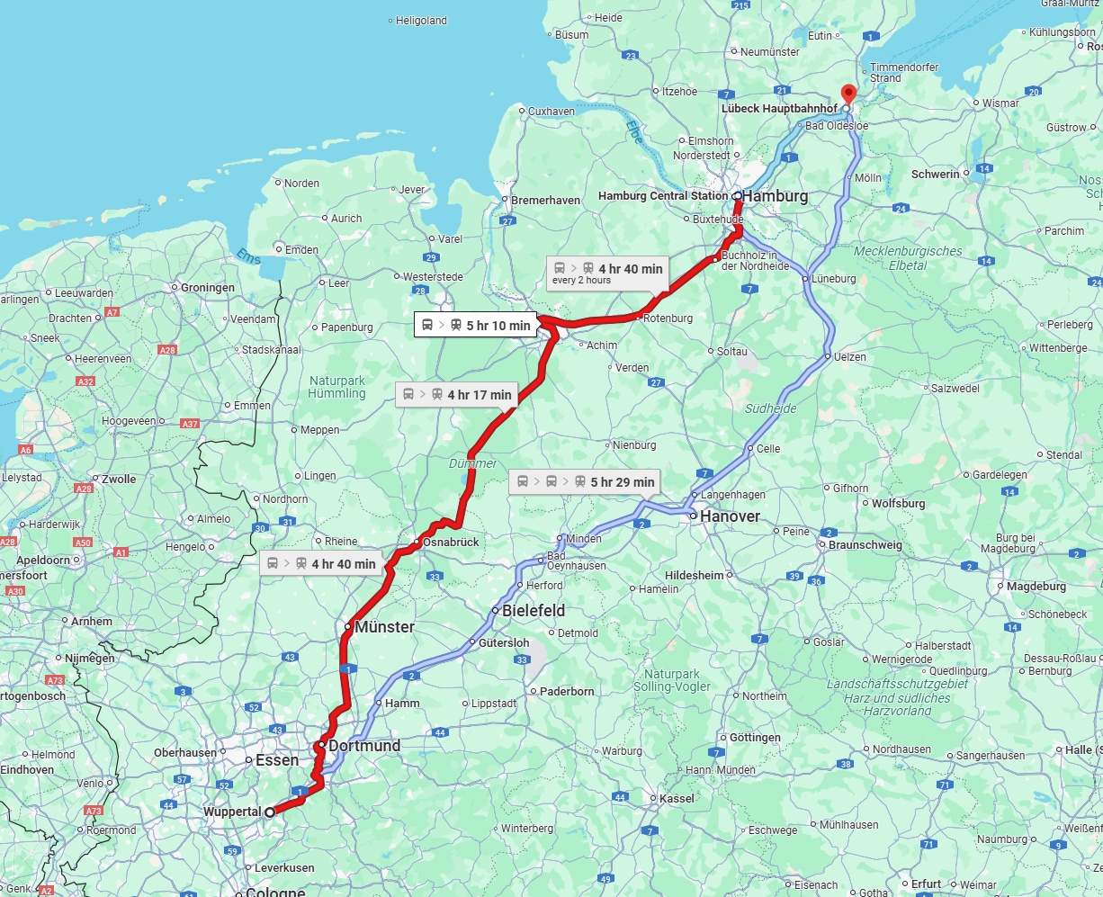 Anreise von Wuppertal Zu Lübeck Über 