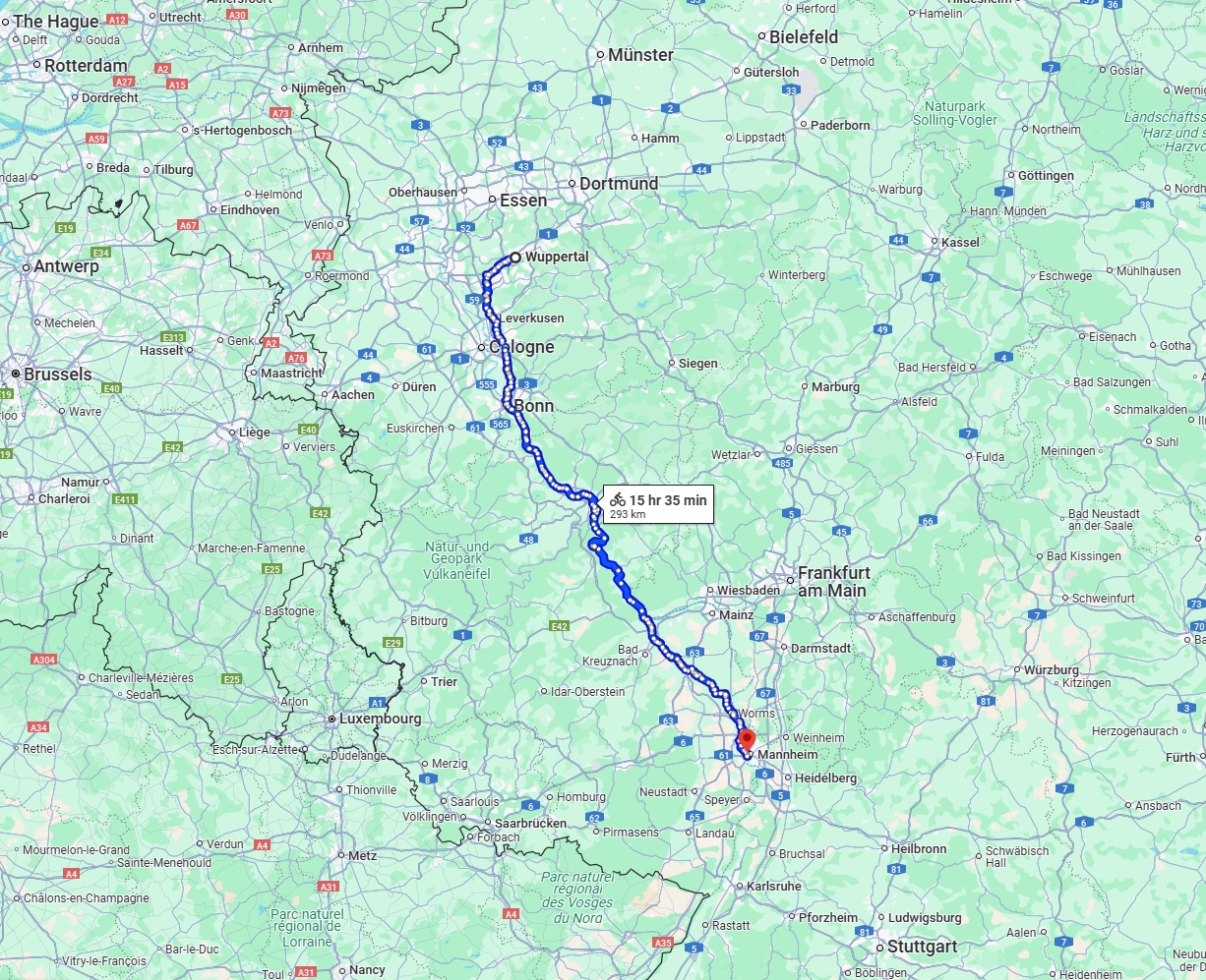 Anreise von Wuppertal Zu Ludwigshafen am Rhein Über 
