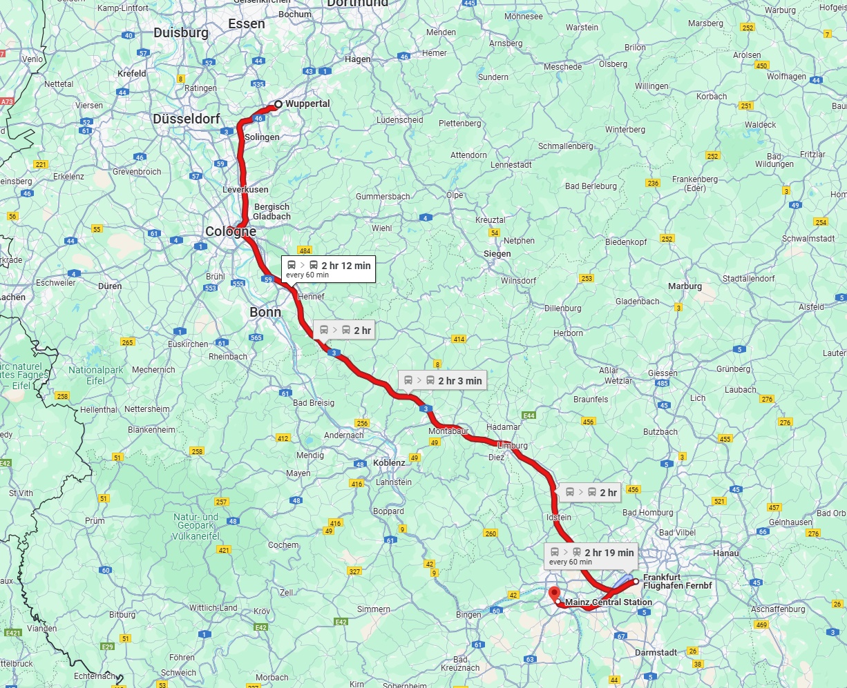Anreise von Wuppertal Zu Mainz Über 