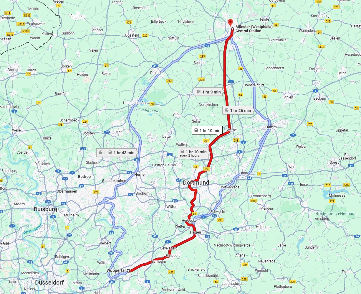 Anreise von Wuppertal Zu Münster Über 
