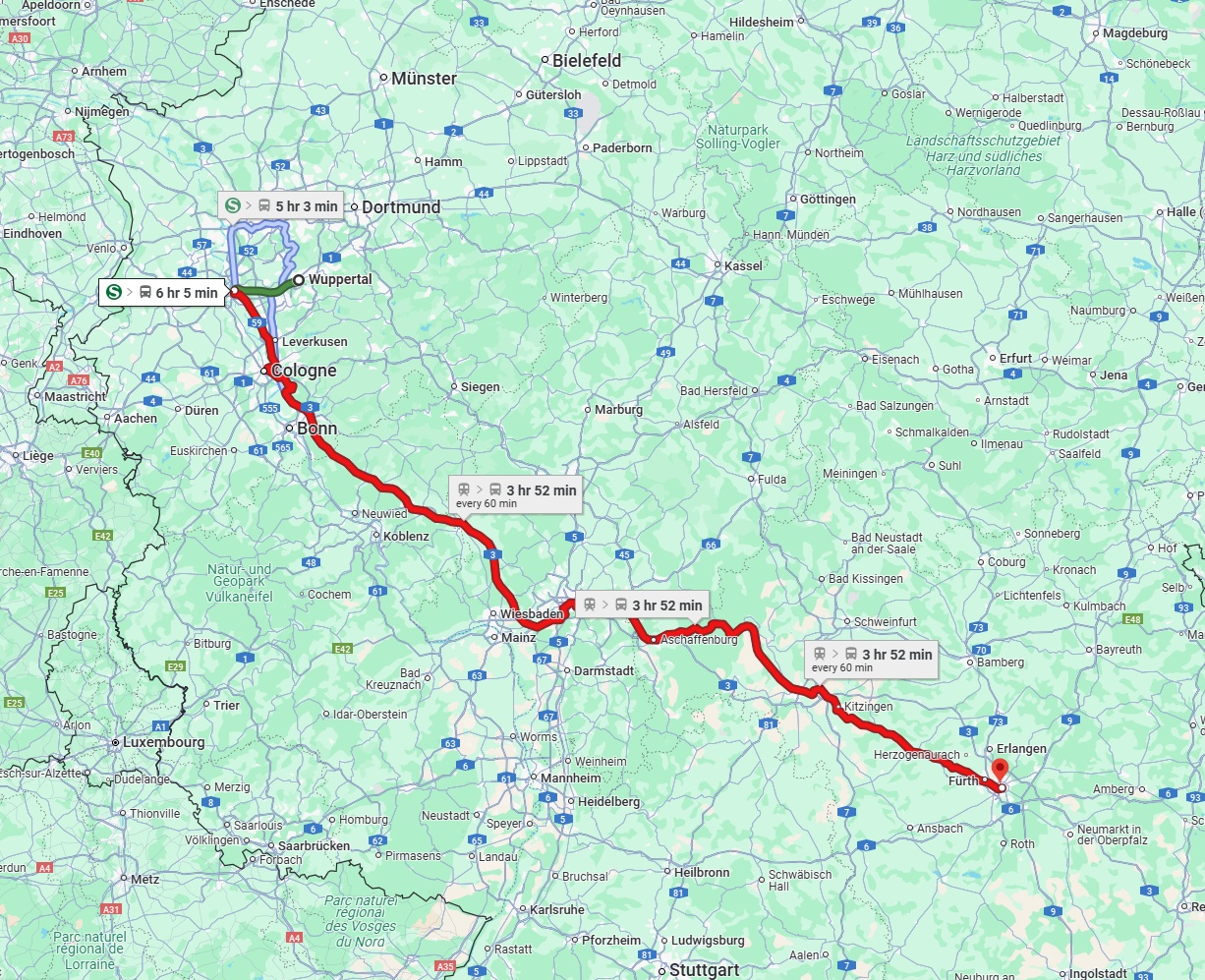 Anreise von Wuppertal Zu Nürnberg Über 