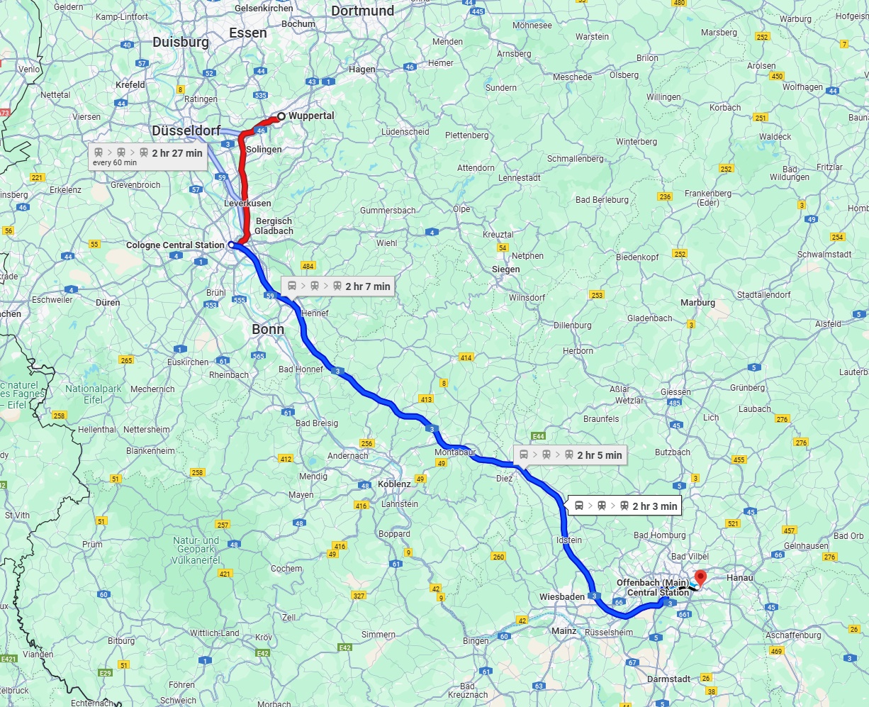 Anreise von Wuppertal Zu Offenbach am Main Über 