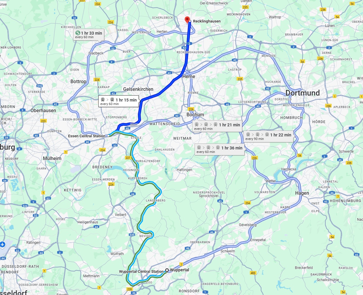 Anreise von Wuppertal Zu Recklinghausen Über 