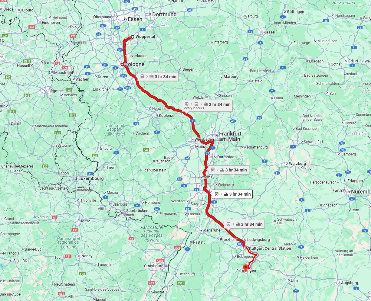 Anreise von Wuppertal Zu Reutlingen Über 