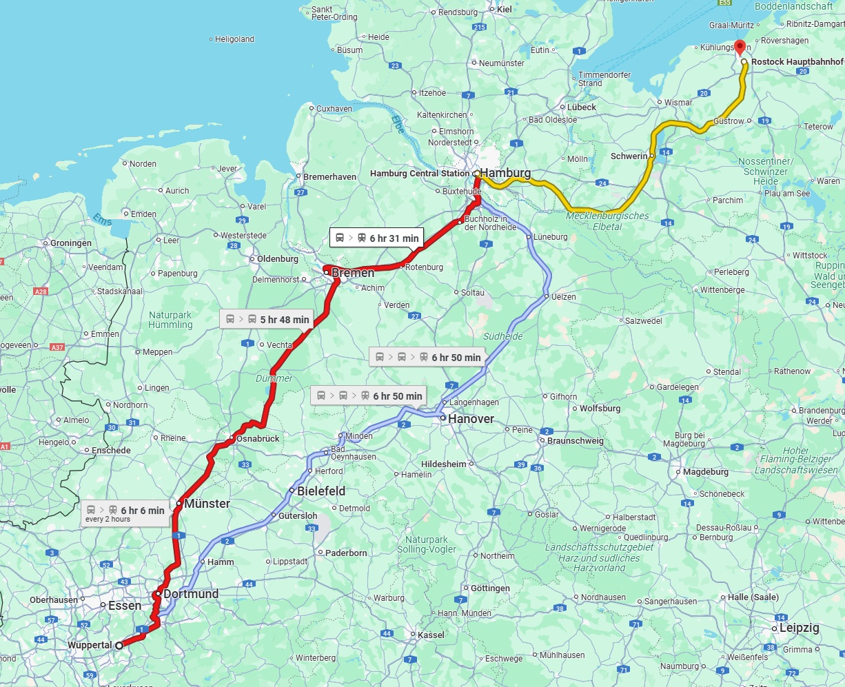 Anreise von Wuppertal Zu Rostock Über 