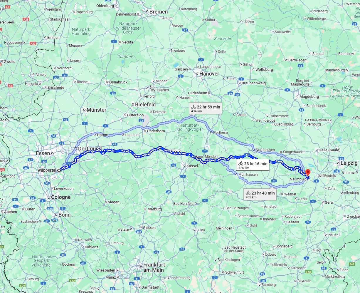 Anreise von Wuppertal Zu Saale Über 
