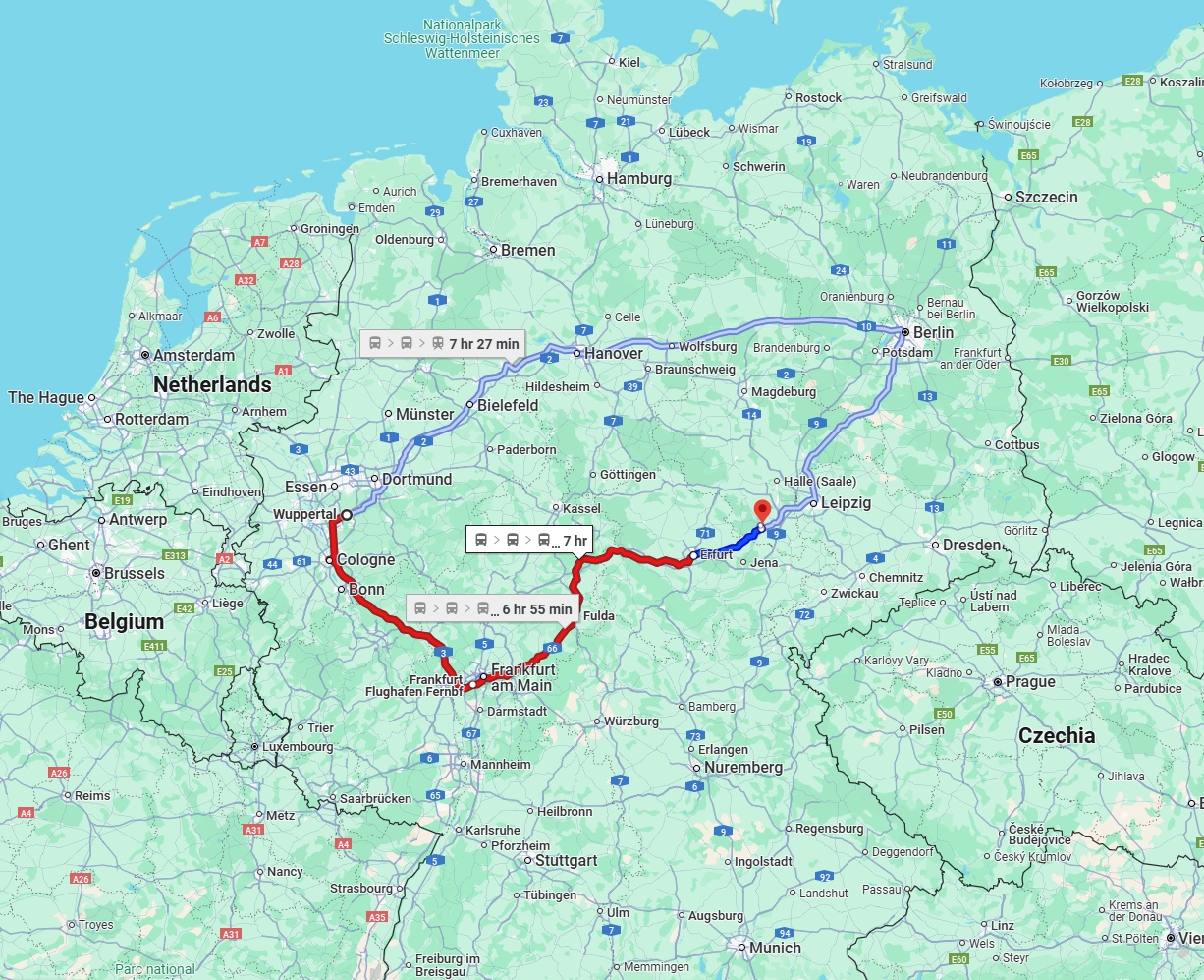 Anreise von Wuppertal Zu Saale Über 