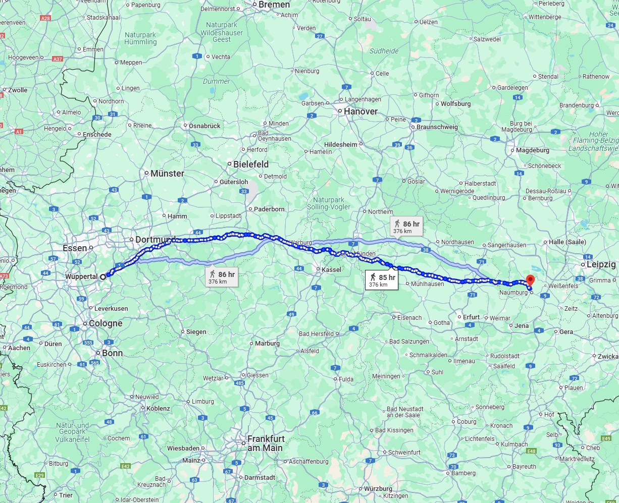 Anreise von Wuppertal Zu Saale Über 