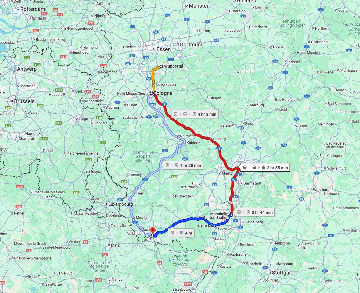 Anreise von Wuppertal Zu Saarbrücken Über 