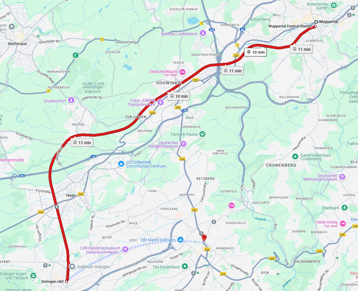 Anreise von Wuppertal Zu Solingen Über 