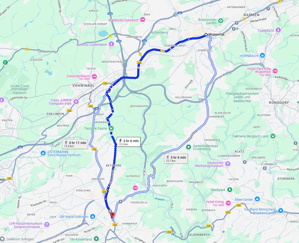 Anreise von Wuppertal Zu Solingen Über 