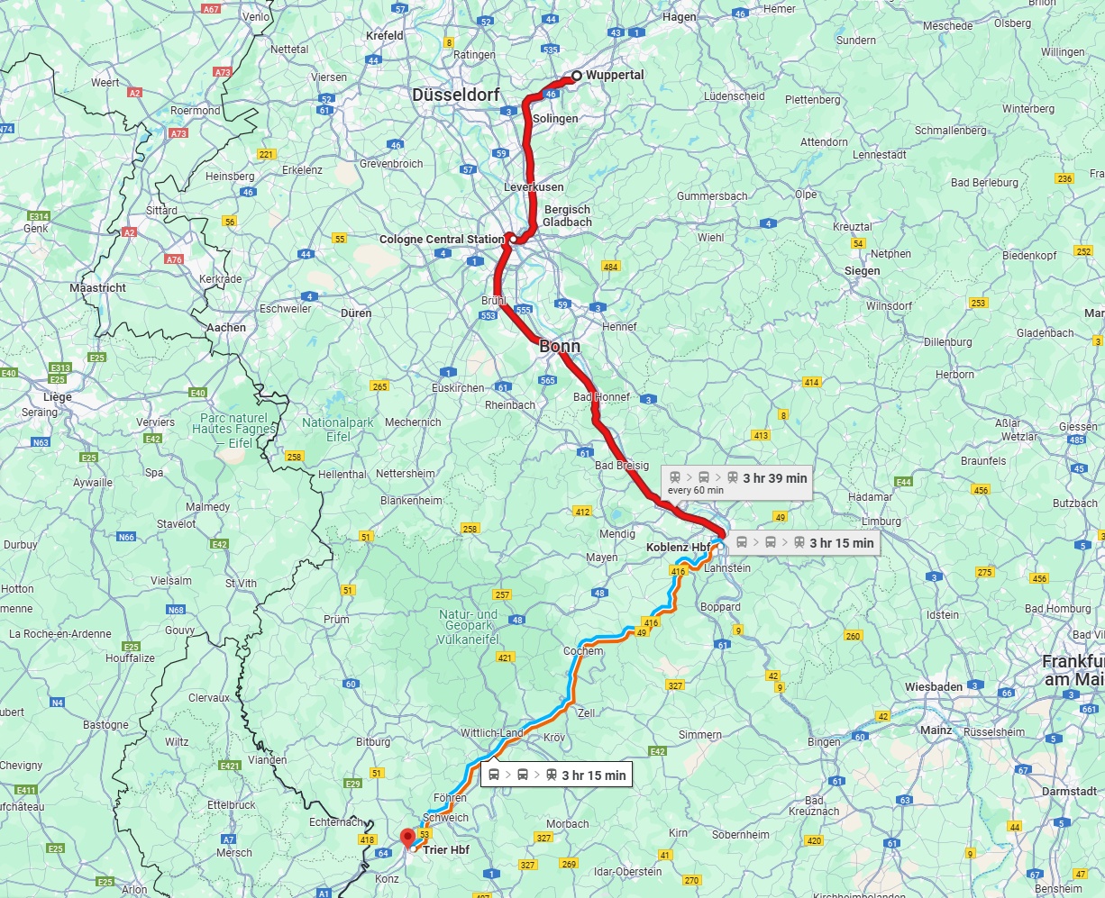 Anreise von Wuppertal Zu Trier Über 