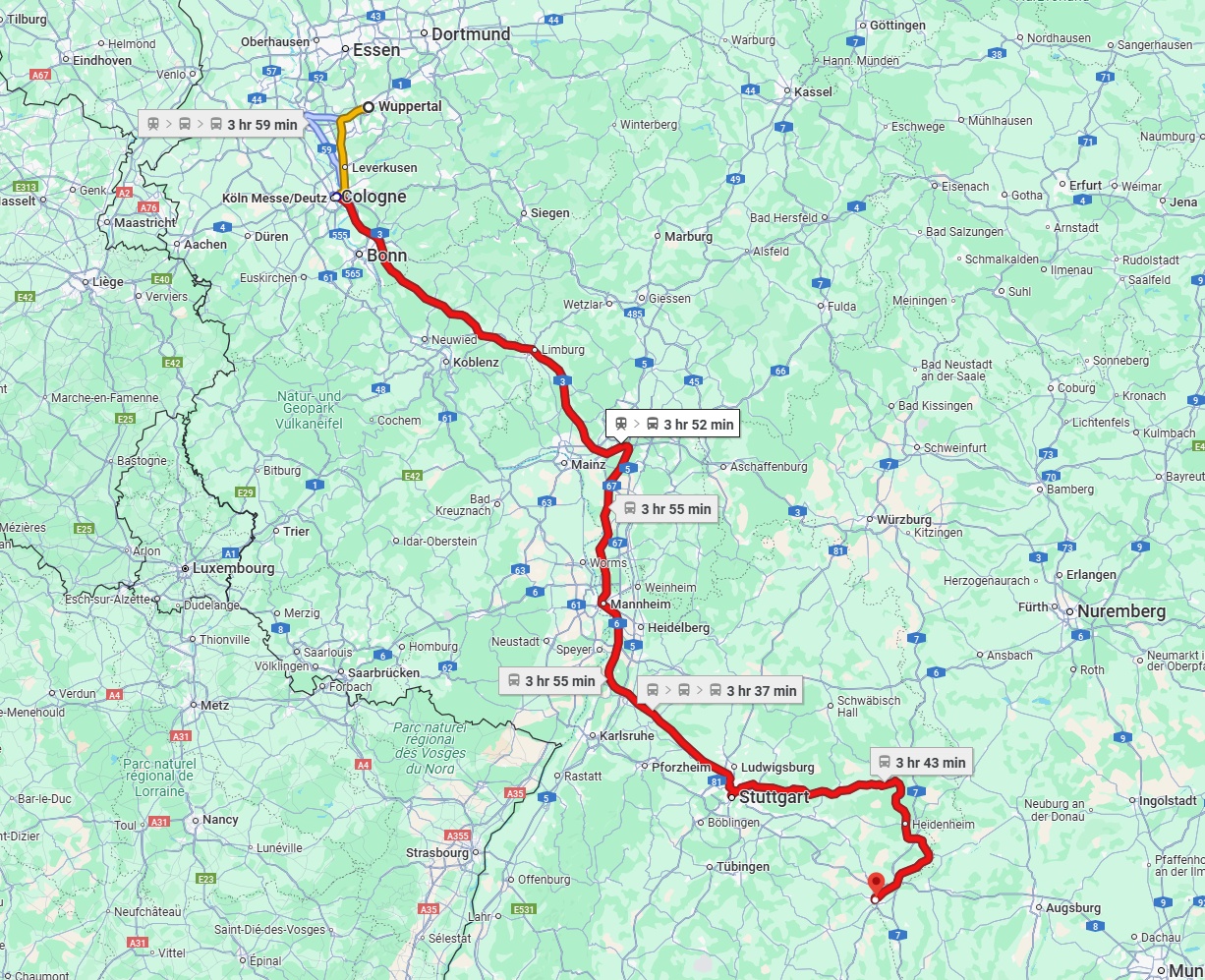 Anreise von Wuppertal Zu Ulm Über 