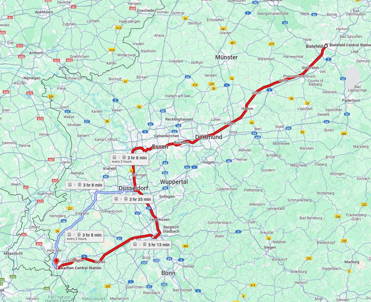 Anreise von Bielefeld Zu Aachen Über 