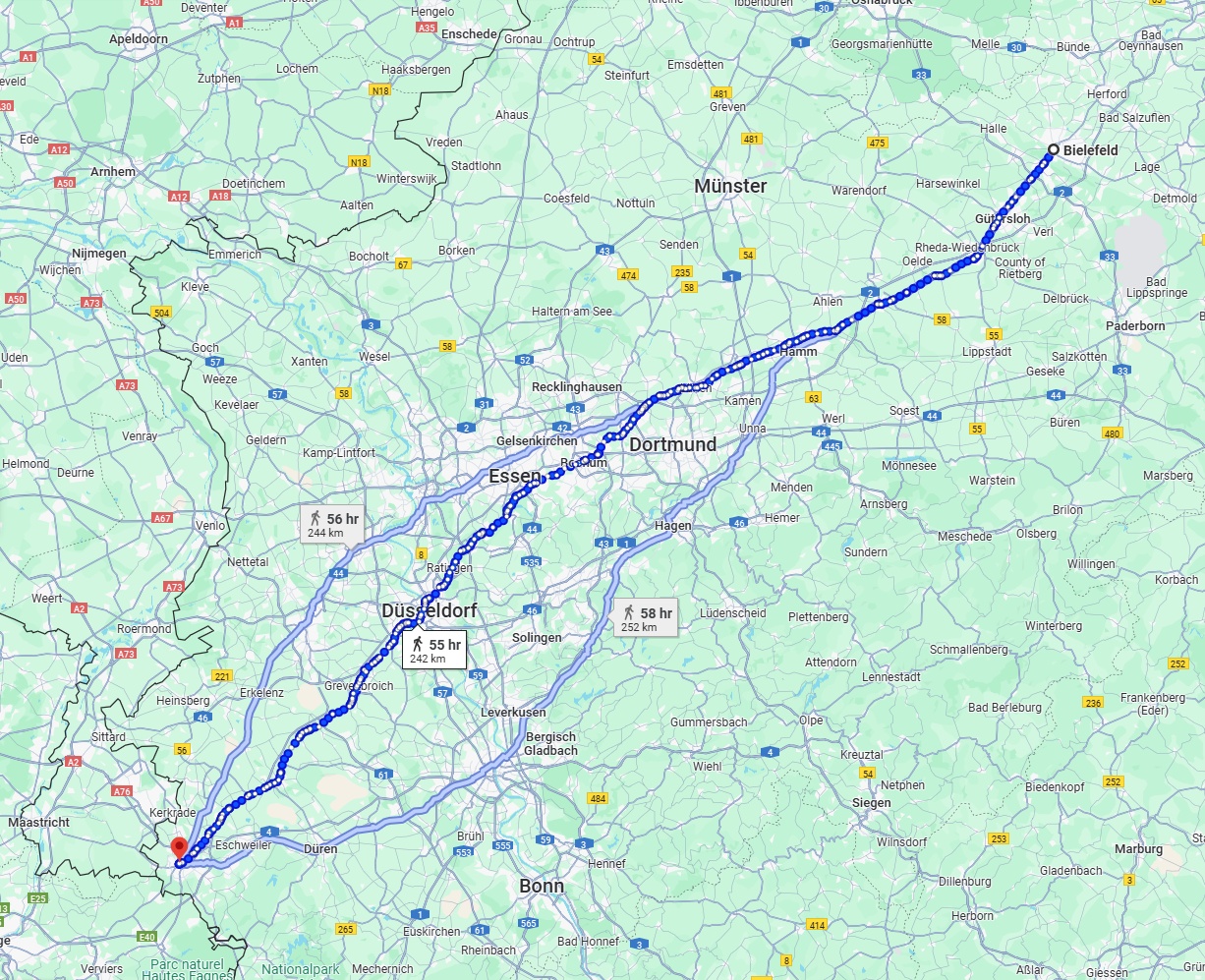 Anreise von Bielefeld Zu Aachen Über 