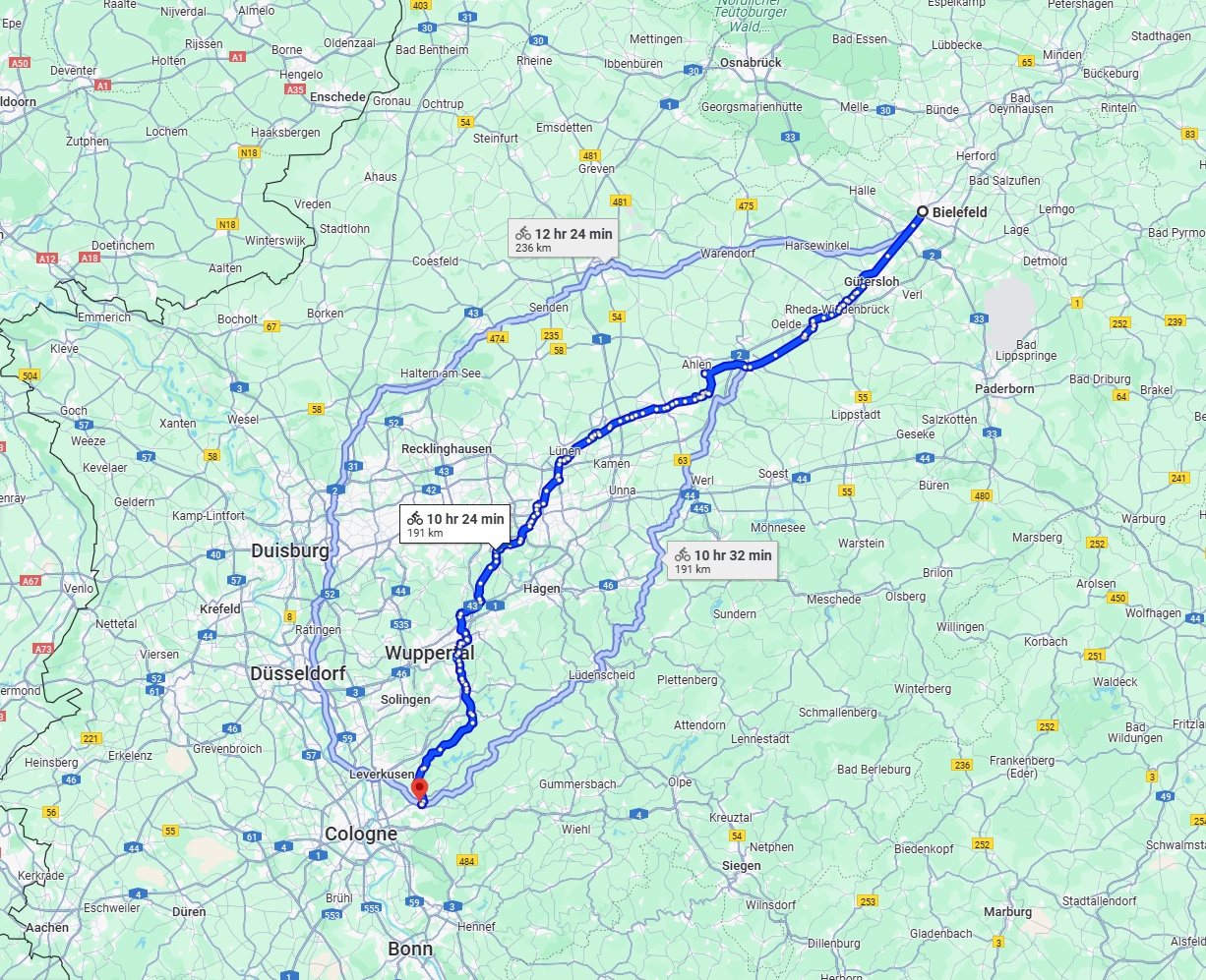 Anreise von Bielefeld Zu Bergisch Gladbach Über 