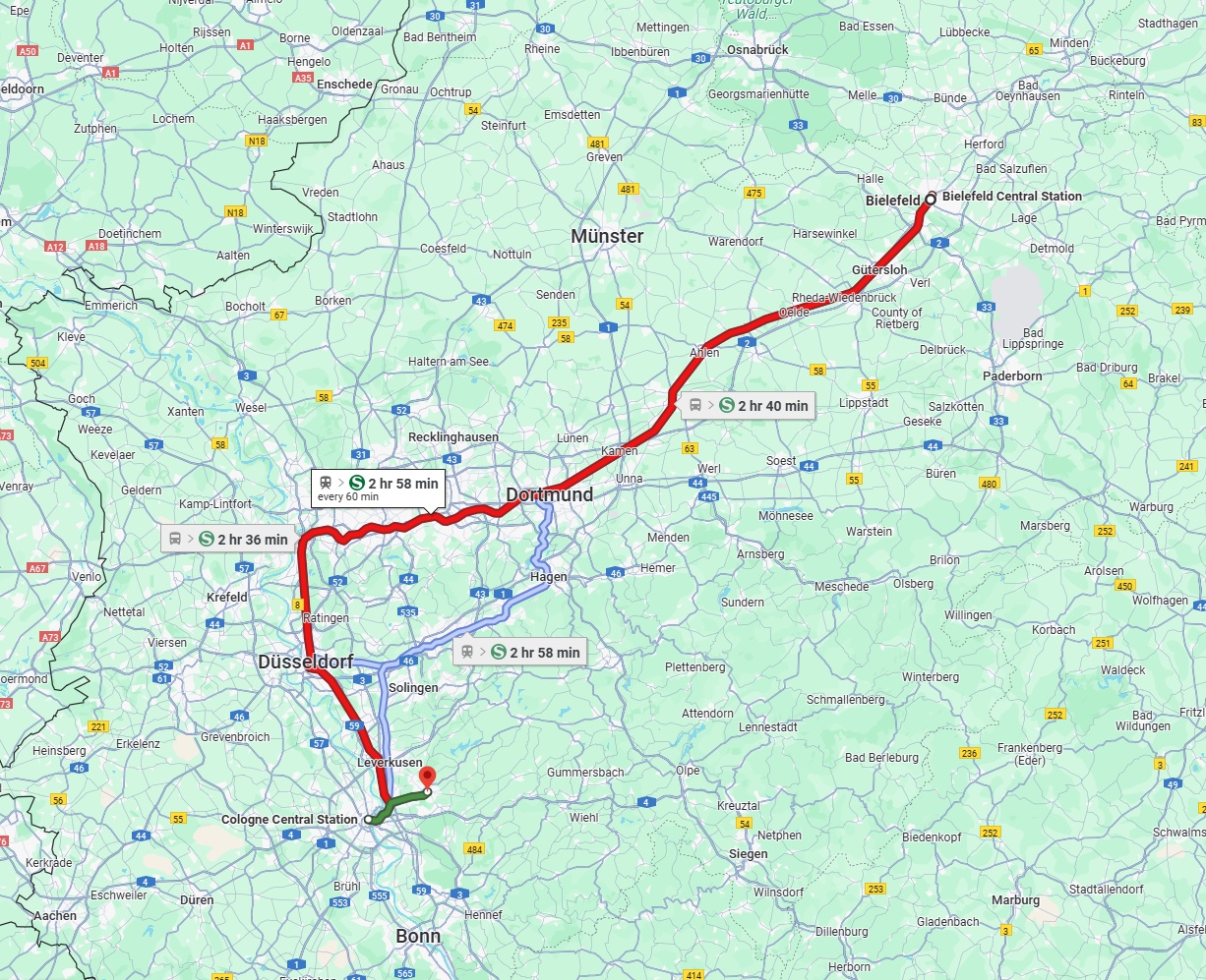 Anreise von Bielefeld Zu Bergisch Gladbach Über 