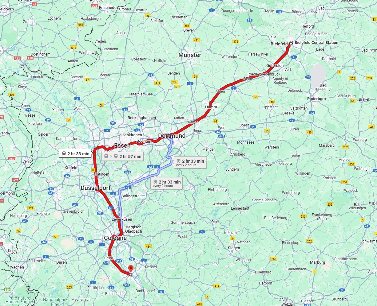 Anreise von Bielefeld Zu Bonn Über 