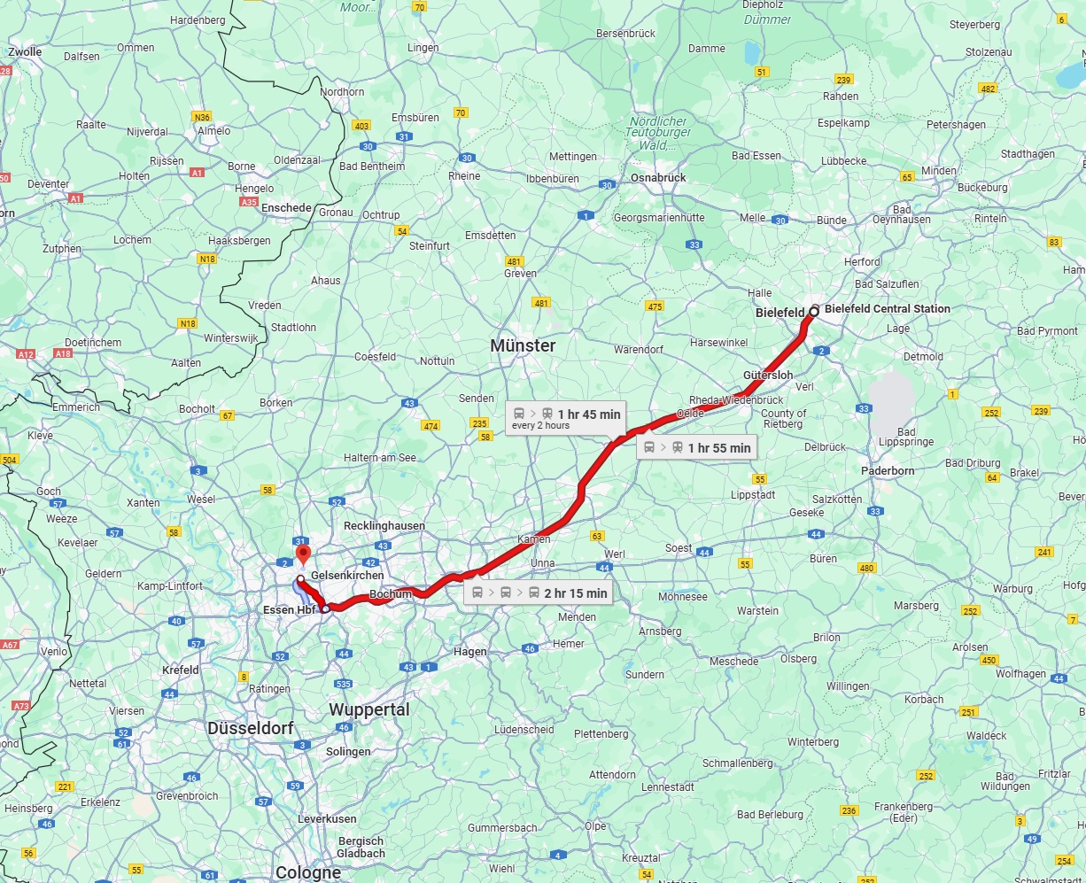 Anreise von Bielefeld Zu Bottrop Über 