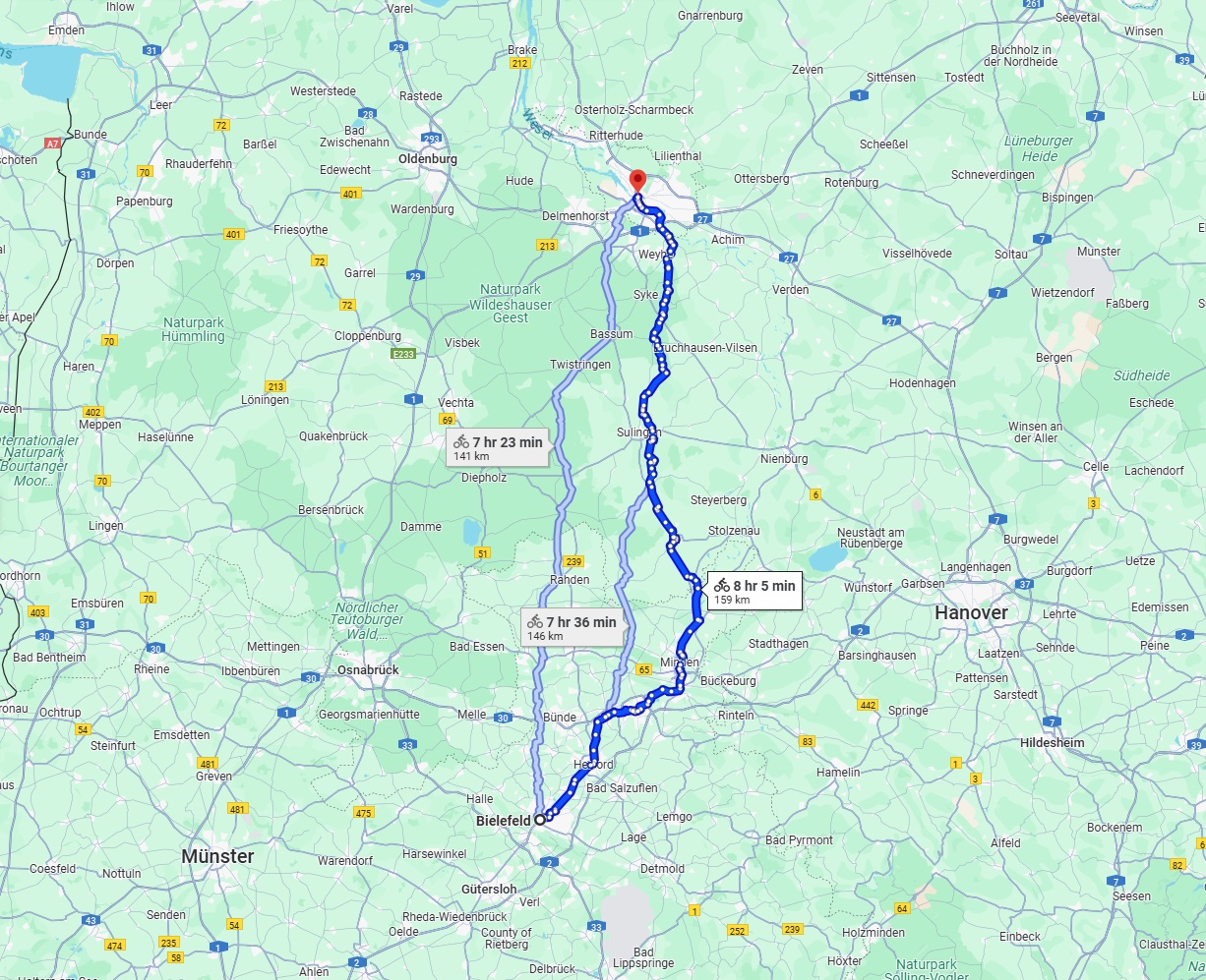 Anreise von Bielefeld Zu Bremen Über 