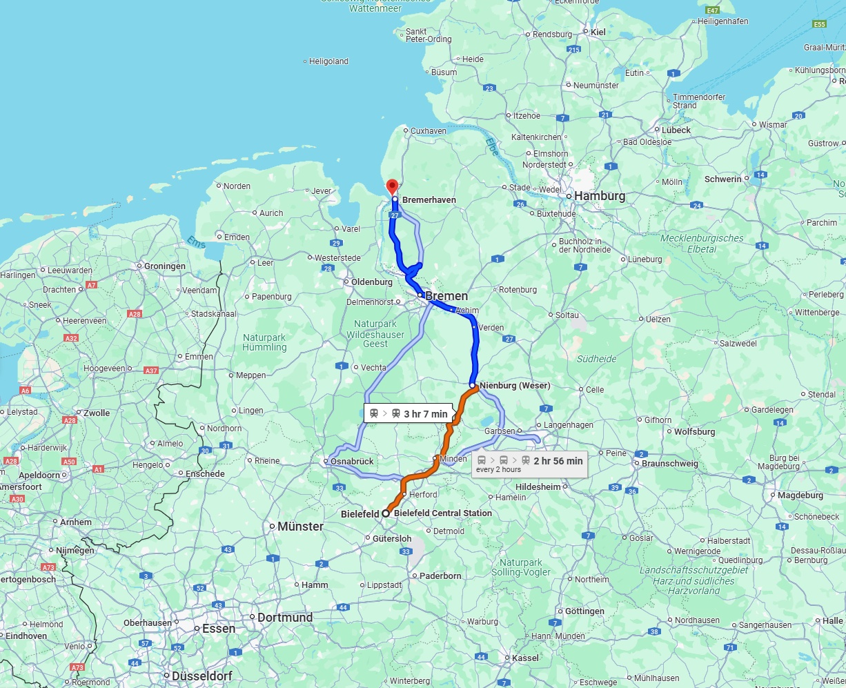 Anreise von Bielefeld Zu Bremerhaven Über 