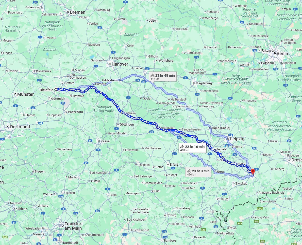 Anreise von Bielefeld Zu Chemnitz Über 