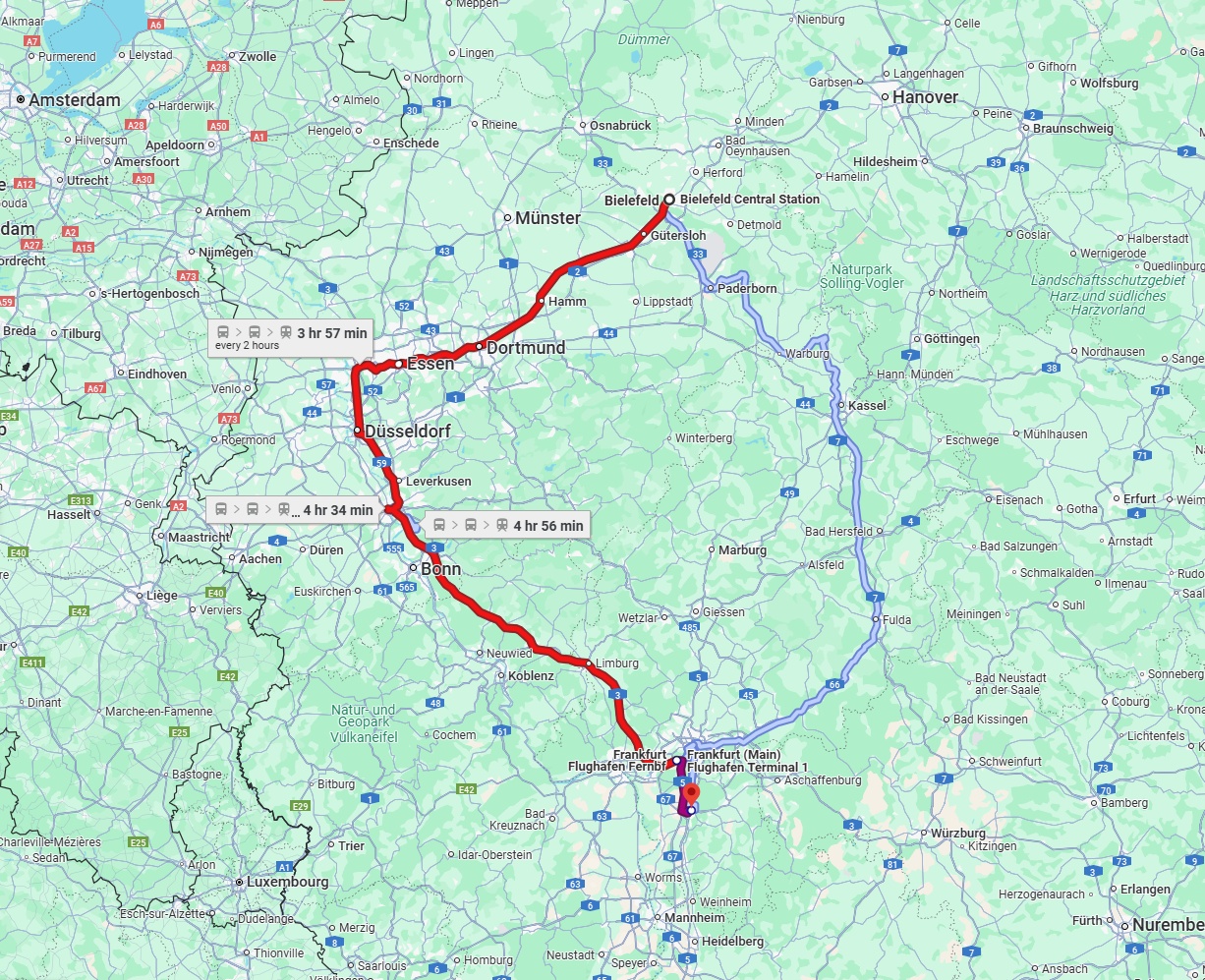 Anreise von Bielefeld Zu Darmstadt Über 