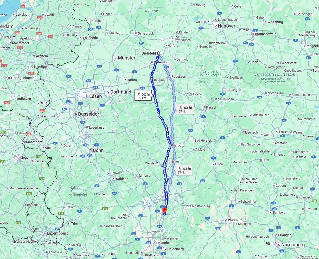 Anreise von Bielefeld Zu Darmstadt Über 
