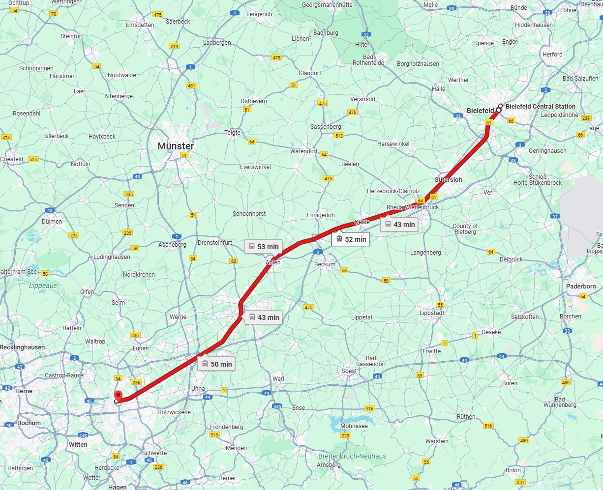 Anreise von Bielefeld Zu Dortmund Über 