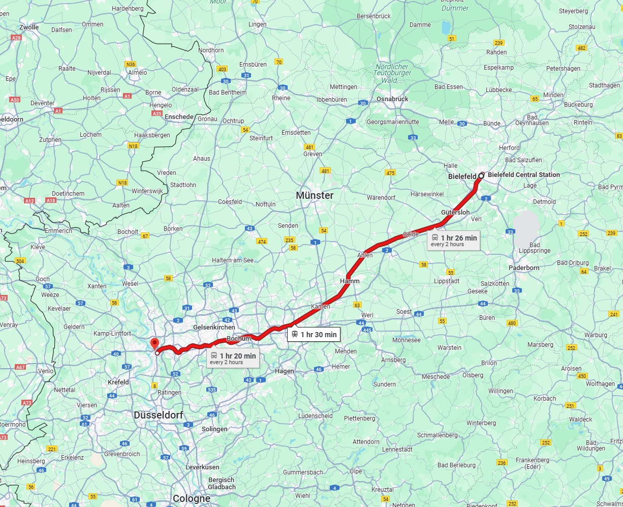 Anreise von Bielefeld Zu Duisburg Über 