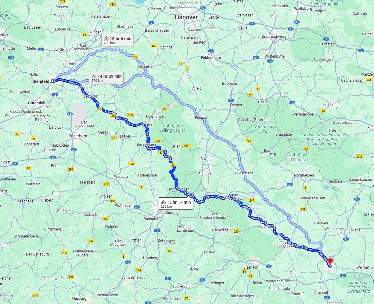 Anreise von Bielefeld Zu Erfurt Über 