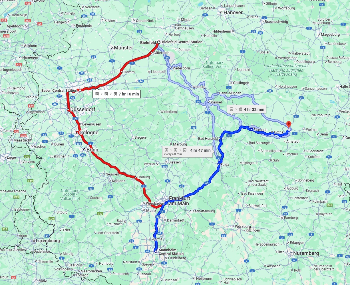 Anreise von Bielefeld Zu Erfurt Über 