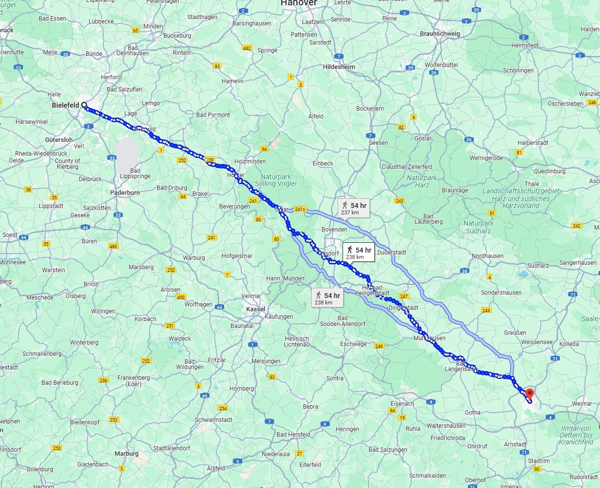 Anreise von Bielefeld Zu Erfurt Über 