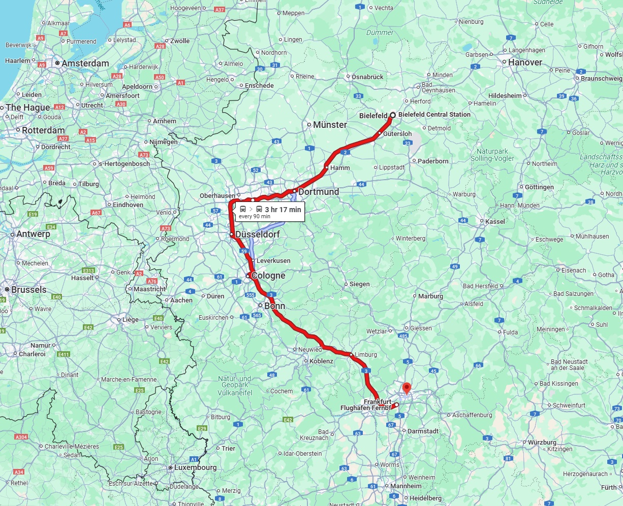 Anreise von Bielefeld Zu Frankfurt am Main Über 