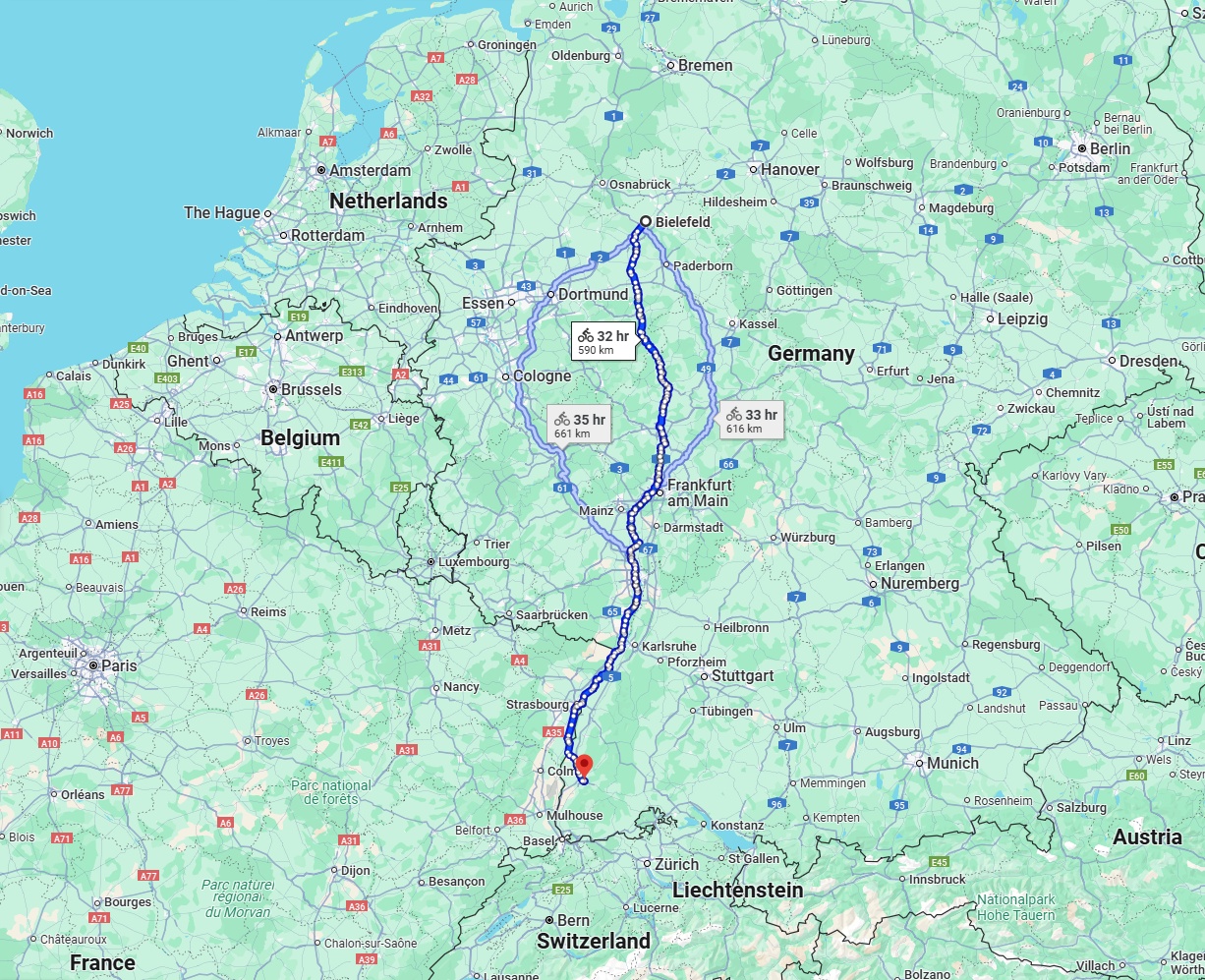 Anreise von Bielefeld Zu Freiburg im Breisgau Über 