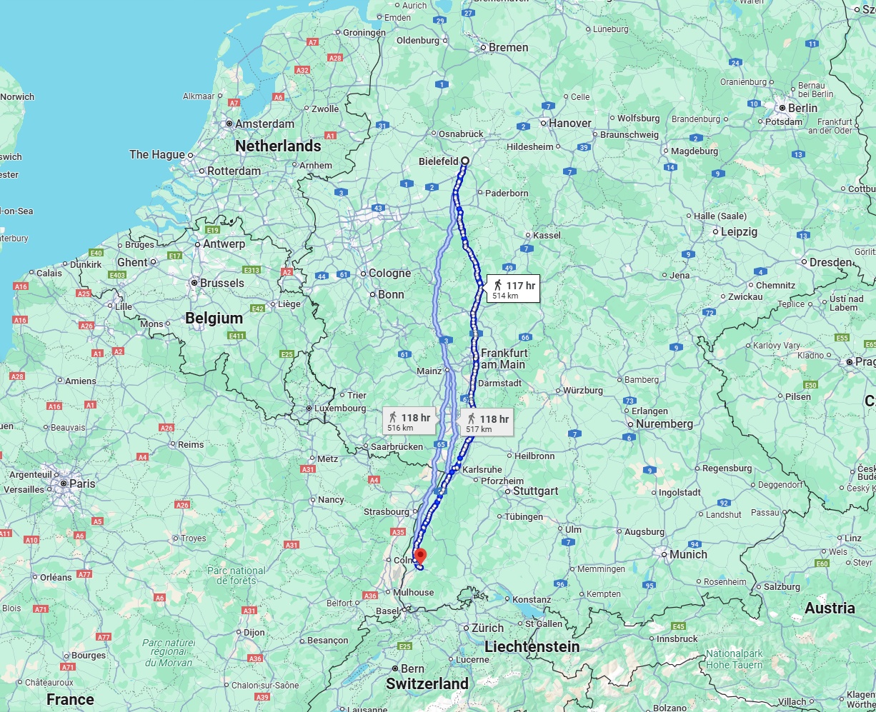Anreise von Bielefeld Zu Freiburg im Breisgau Über 