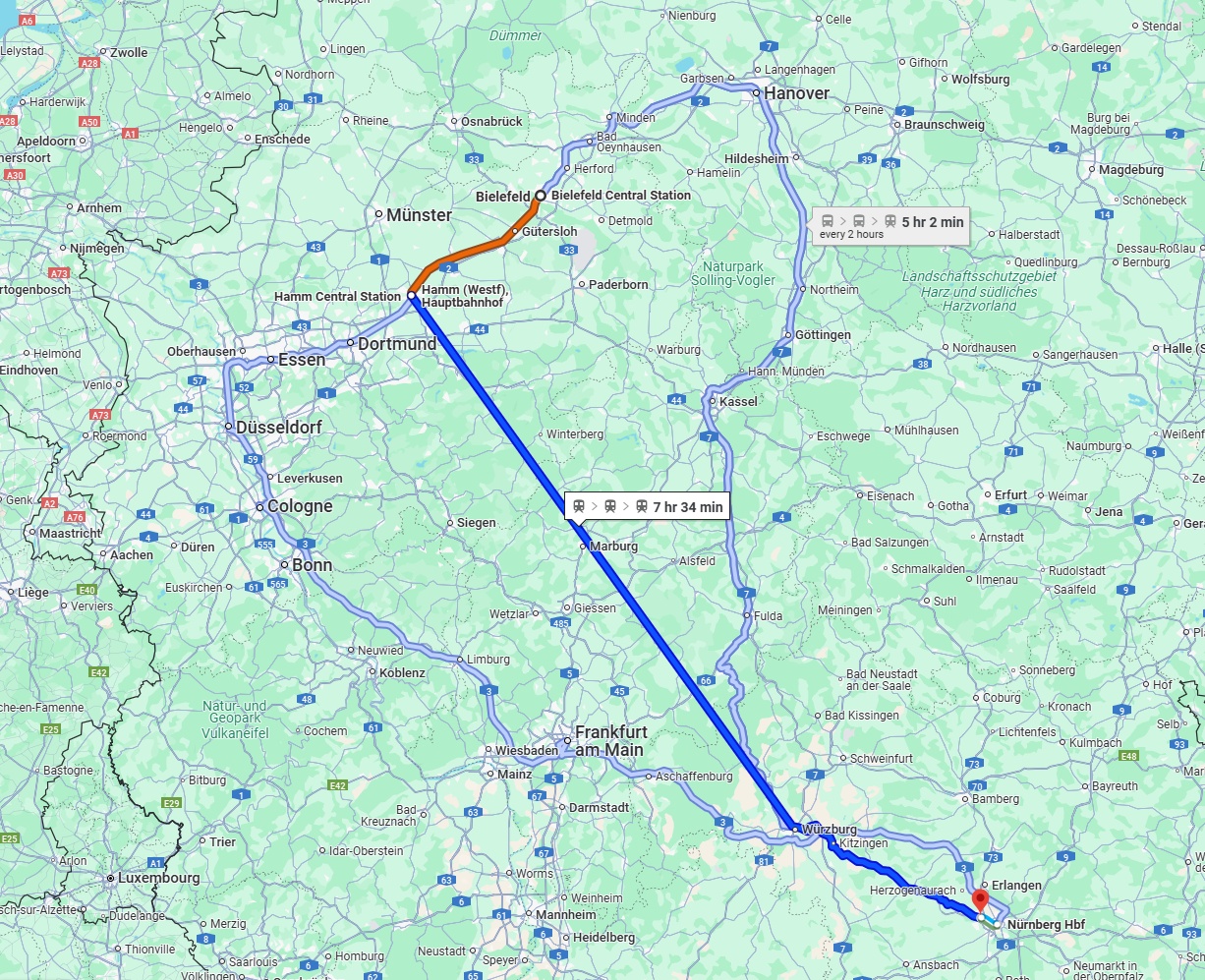 Anreise von Bielefeld Zu Fürth Über 