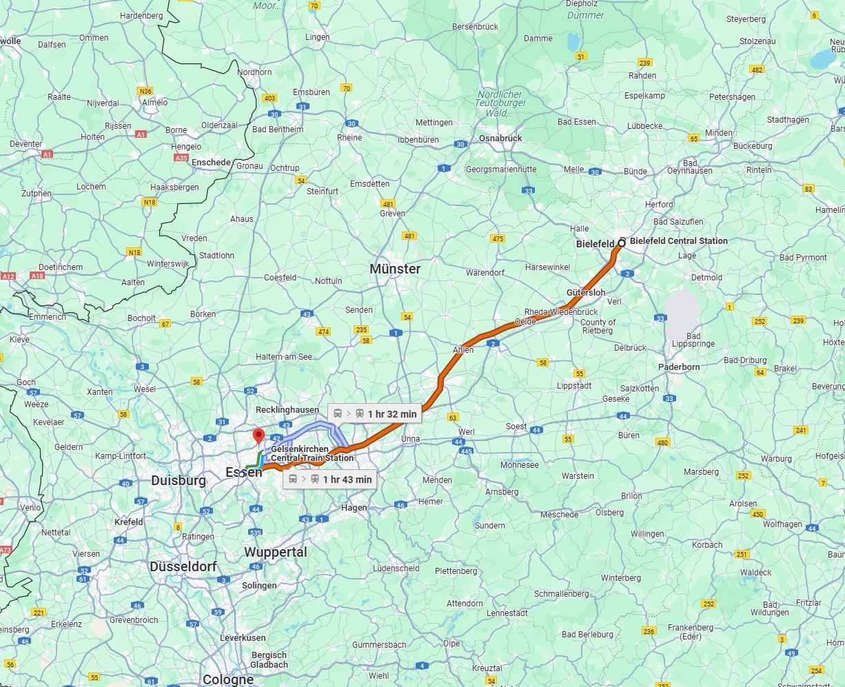 Anreise von Bielefeld Zu Gelsenkirchen Über 