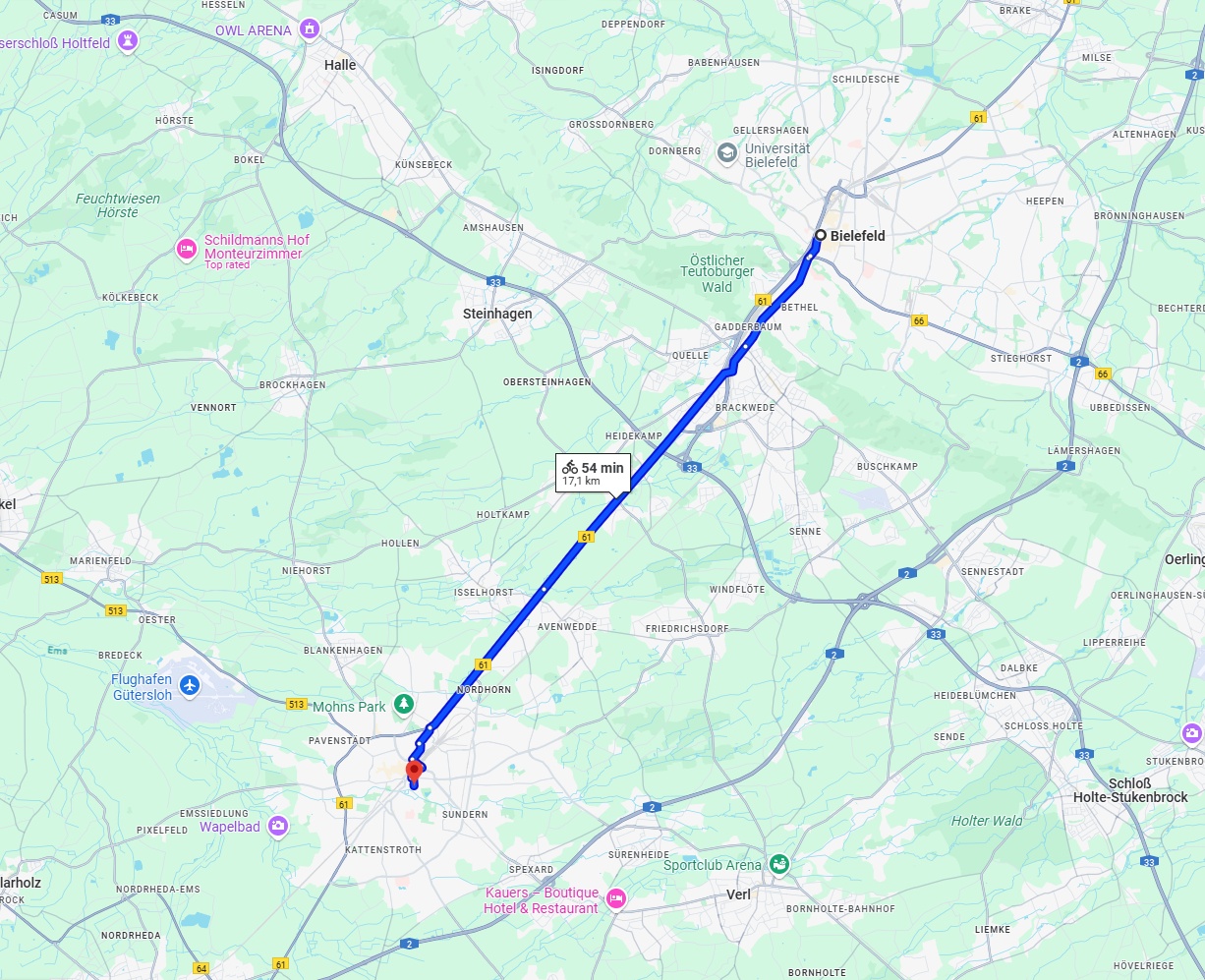 Anreise von Bielefeld Zu Gütersloh Über 