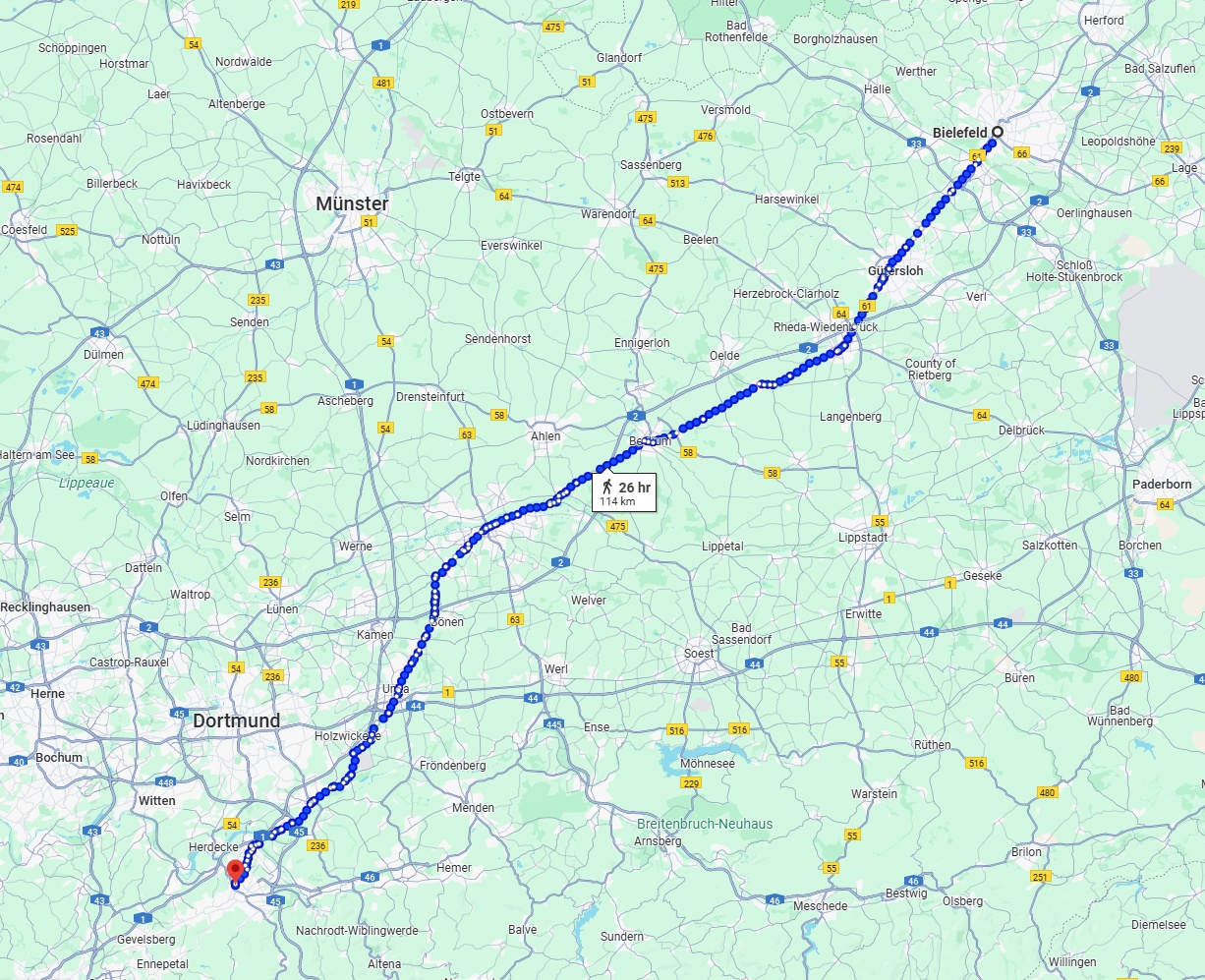 Anreise von Bielefeld Zu Hagen Über 