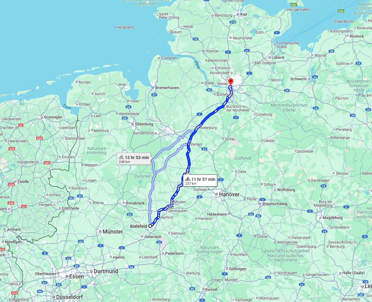 Anreise von Bielefeld Zu Hamburg Über 