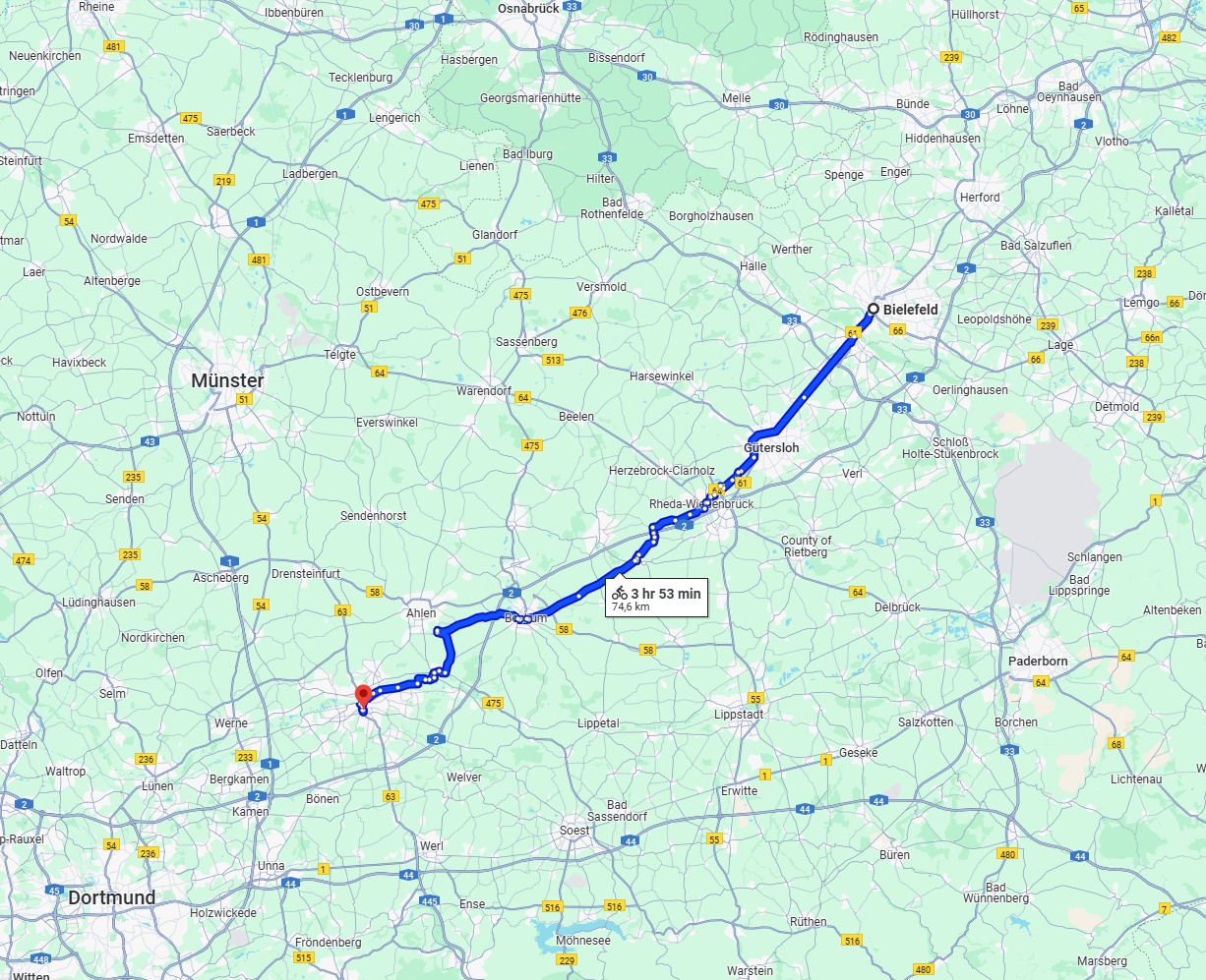 Anreise von Bielefeld Zu Hamm Über 