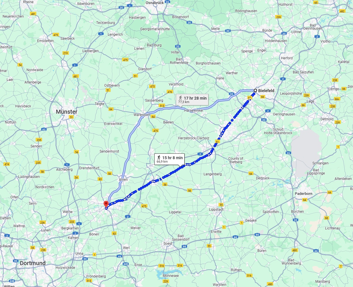 Anreise von Bielefeld Zu Hamm Über 