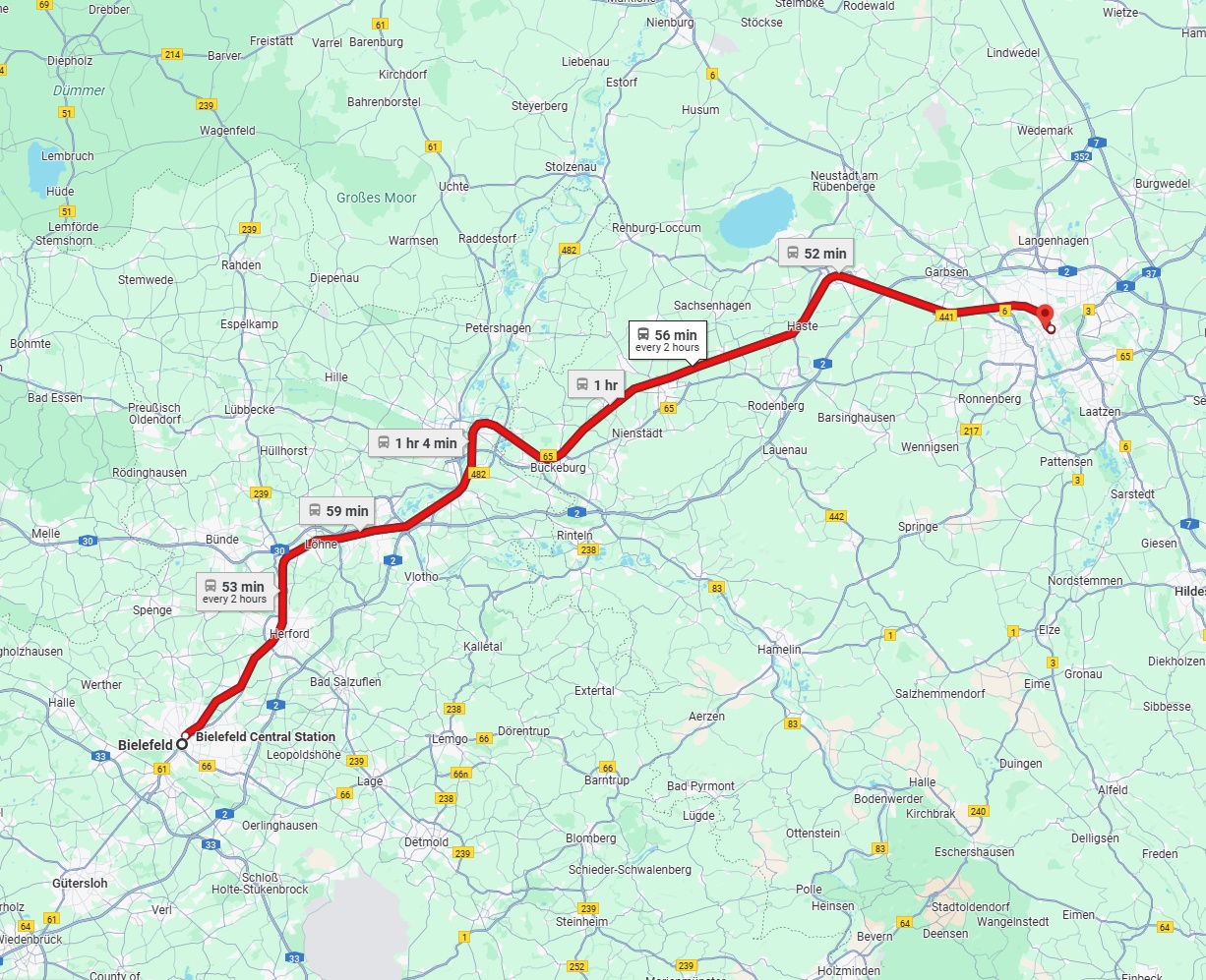 Anreise von Bielefeld Zu Hannover Über 