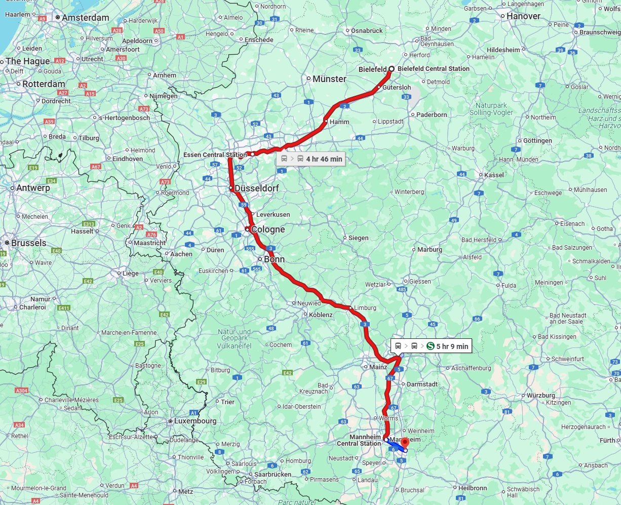 Anreise von Bielefeld Zu Heidelberg Über 