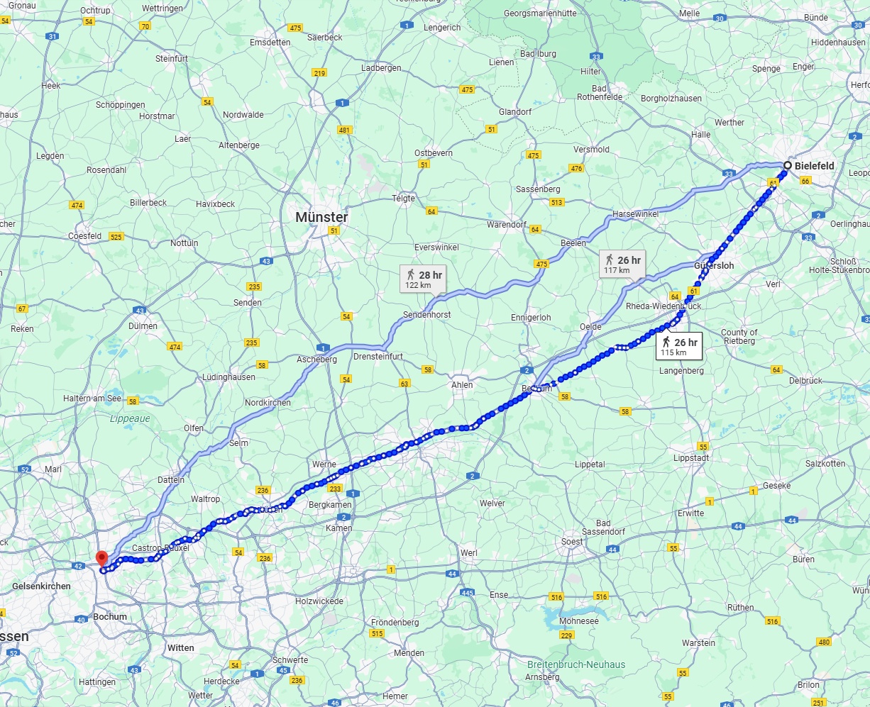 Anreise von Bielefeld Zu Herne Über 