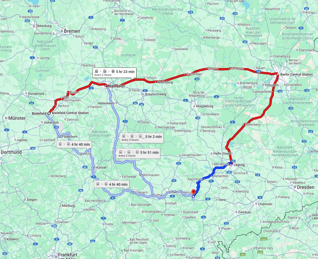 Anreise von Bielefeld Zu Jena Über 