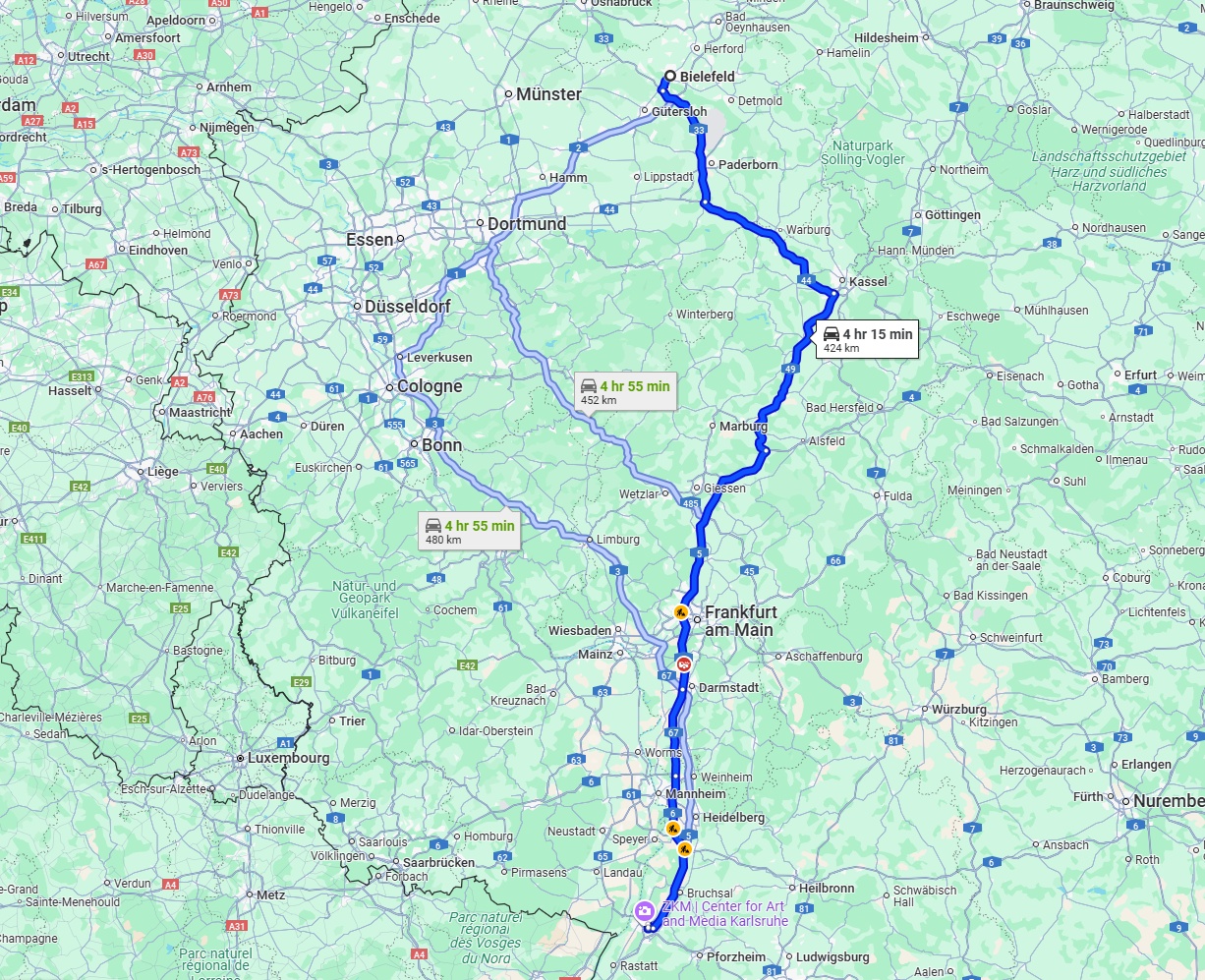 Anreise von Bielefeld Zu Karlsruhe Über via A5